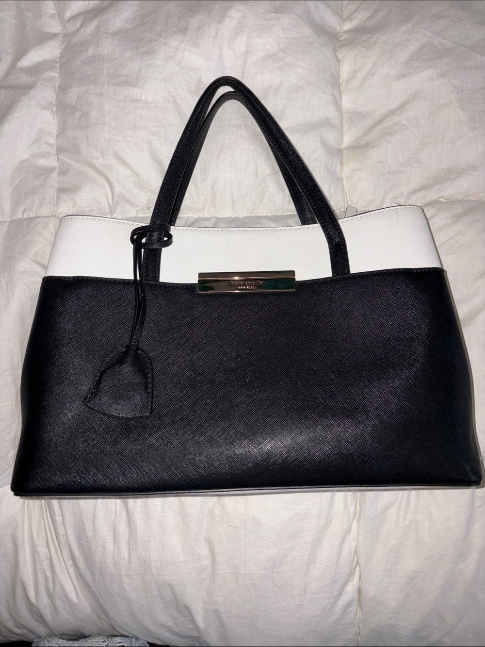 kate spade Black and White Two-Tone Leather Satchel